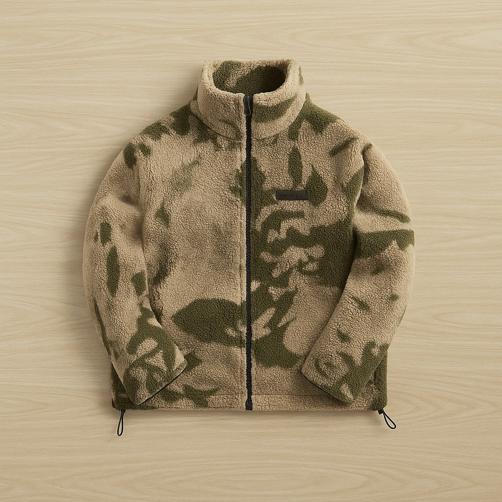 Essentials Olive and Cream Fleece Jacket